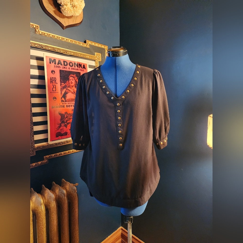 Elegant Black Studded Women's Top